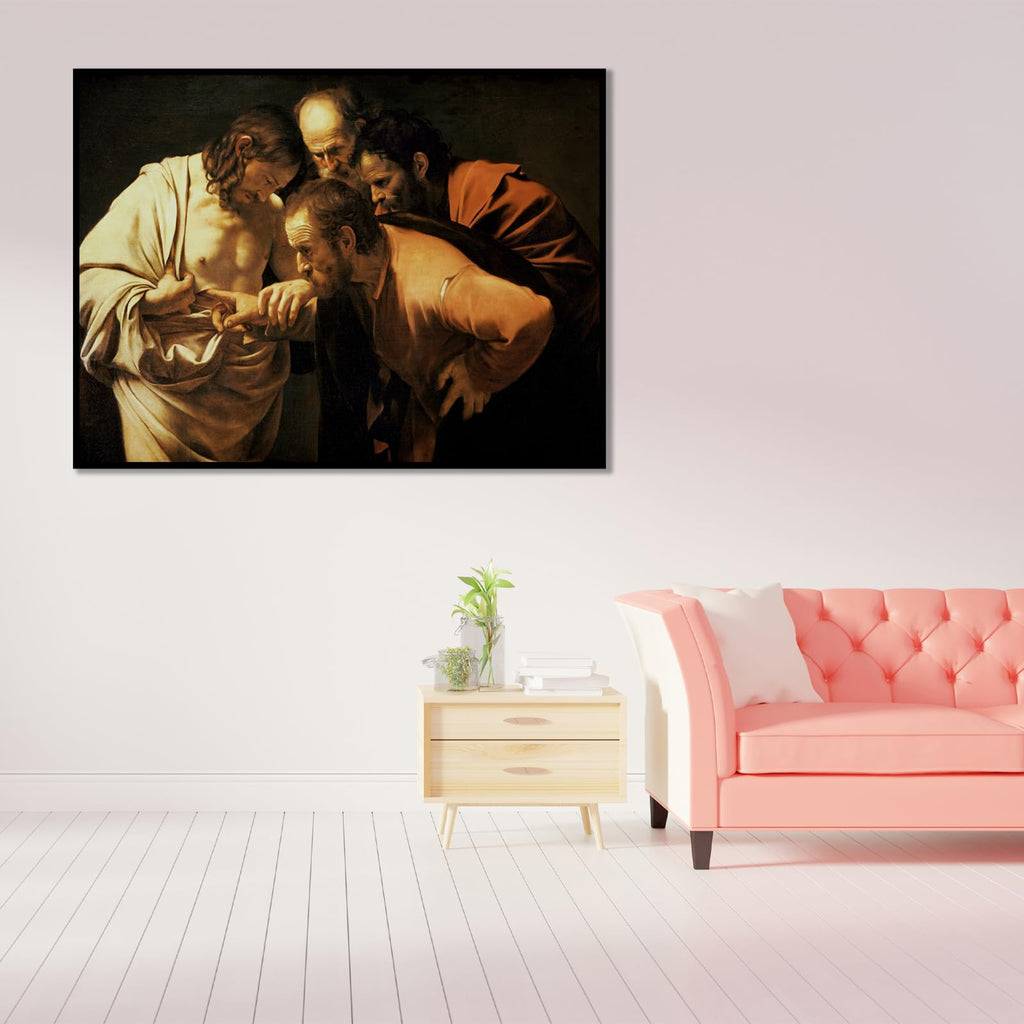 Caravaggio Canvas Wall Art St. Thomas Doubt Poster - Religious Culture Wall Decor Famous Oil Painting Print Suitable