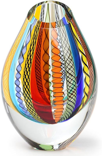 Murano Style Art Glass Drop Vase Hand Blown Colored Boho Effect Home Decor | Hand Blown Glass Drop, Decorative Table