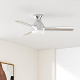 Ceiling Fans with Lights, 42 inch Low Profile Ceiling Fan with Light and Remote Control, Flush Mount, Reversible, 3CCT, Dimmable, Noiseless, Nickel Ceiling Fan for Bedroom, Indoor/Outdoor Use A102-B0C61J8S1Z