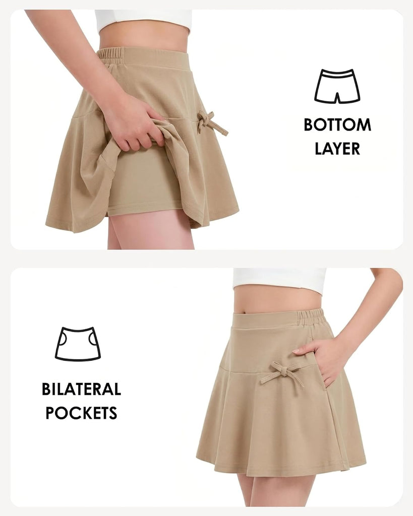 School Uniform Skirts: High Elastic Waist Mini Pleated Skirt Casual Stretch Skater Skort for Girls
