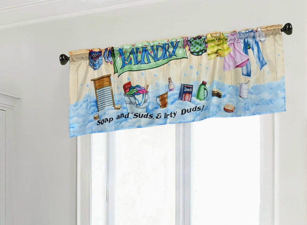 Colorful Soap and Suds Laundry Decorative Valance 58 x 18 Inches