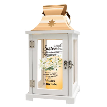 Memorial Gift for Loss of Sister Memorial Lantern Sympathy, Remembrance, Bereavement Gifts for Loss of Sister with LED