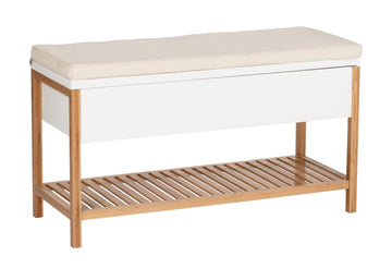 Shoe Bench with Storage Compartment Model Finja, Bench with Seat Padding, Storage Space and Shoe Rack in Scandi Chic