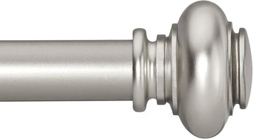 Silver Curtain Rods for Windows 72 to 144 Inches Adjustable Decorative 1 Inch Diameter Single Window Curtain Rod Set