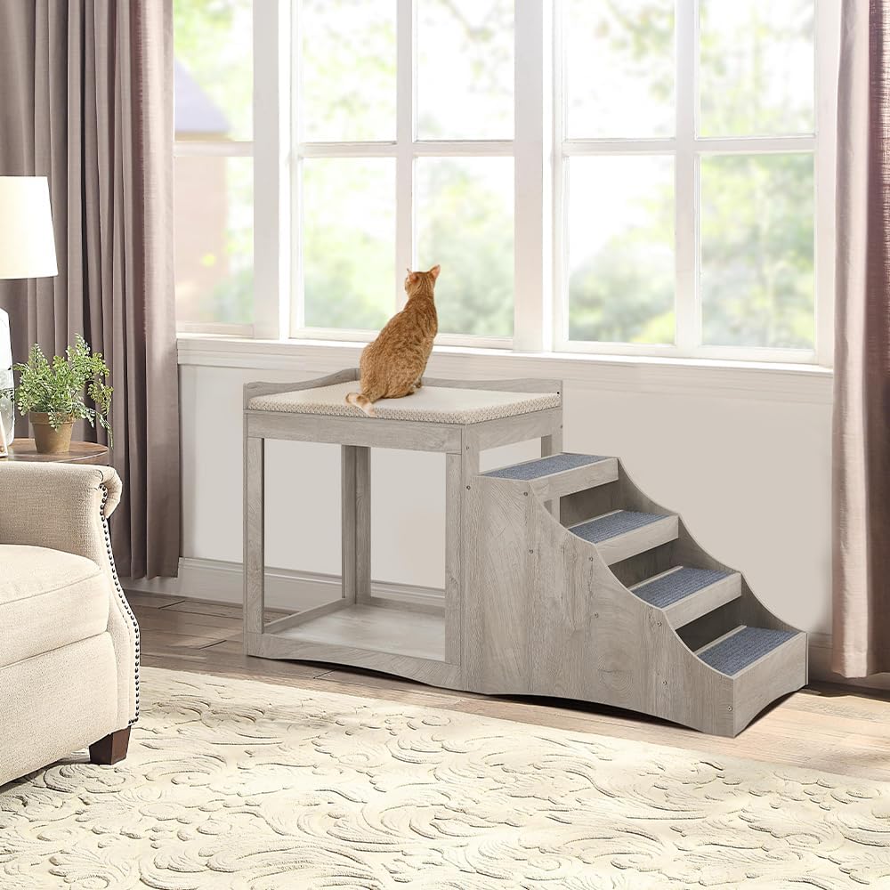 Large Pet Bunk Bed with Removable Step for Dogs and Cats