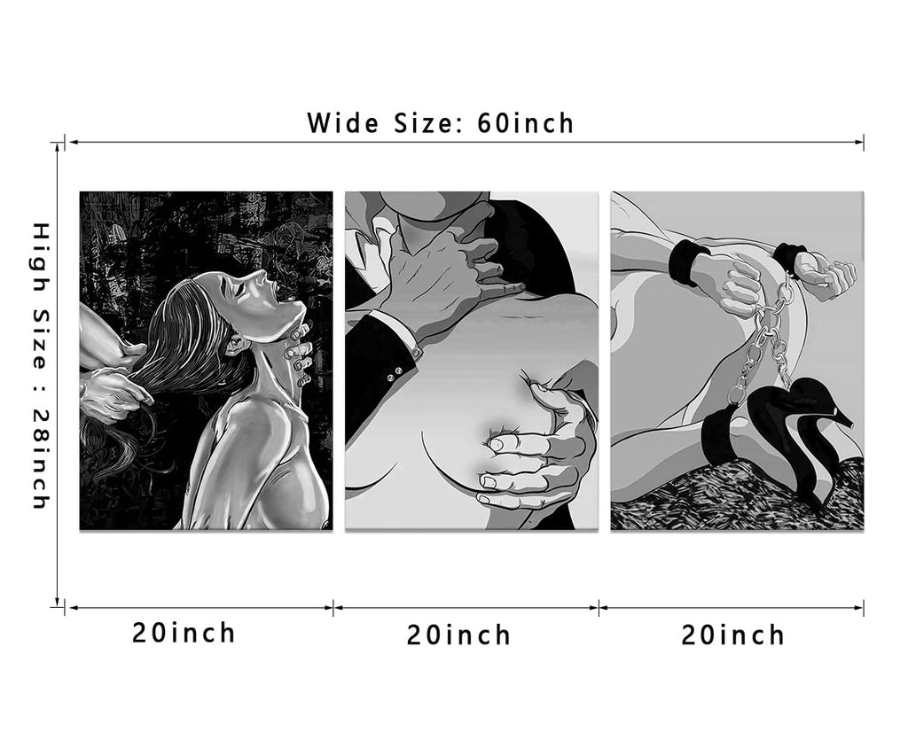 Sexy Lovers Wall Art Couple Poster Abstract Body Art Black and White Picture Sexy Women Paintings Canvas Artwork Bar