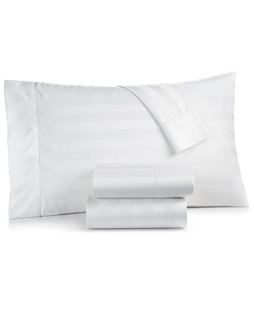 Stripe King 4-Pc Sheet Set, 550 Thread Count Pure Supima Cotton (White)