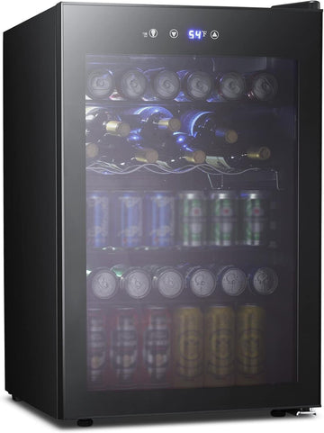 4.5 Cu.ft Beverage Refrigerator and Cooler,145 Can Mini Fridge Glass Door with D