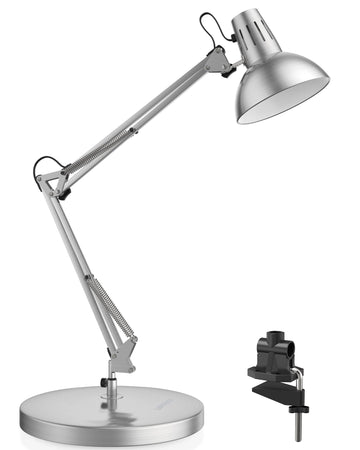 Metal Adjustable Desk Lamp with Clamp, Swing Arm