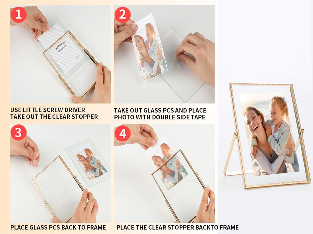 6x8 Black Floating Metal Beaded Frame, Tempered Glass
