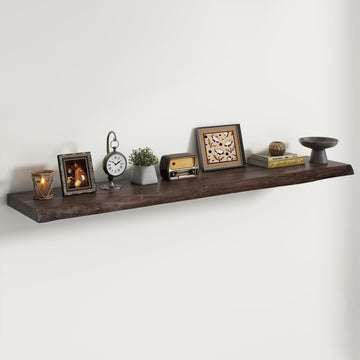 Live Edge Elm Floating Shelves For Wall - 55" W x 9.3" D Rustic Solid Long Wood Shelves with Invisible Bracket