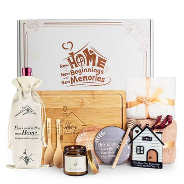 Warming Gifts New Home, 11 Pcs Housewarming Gift Ideas Basket, Closing Gifts Buyer, Couple, Women, New Apartment