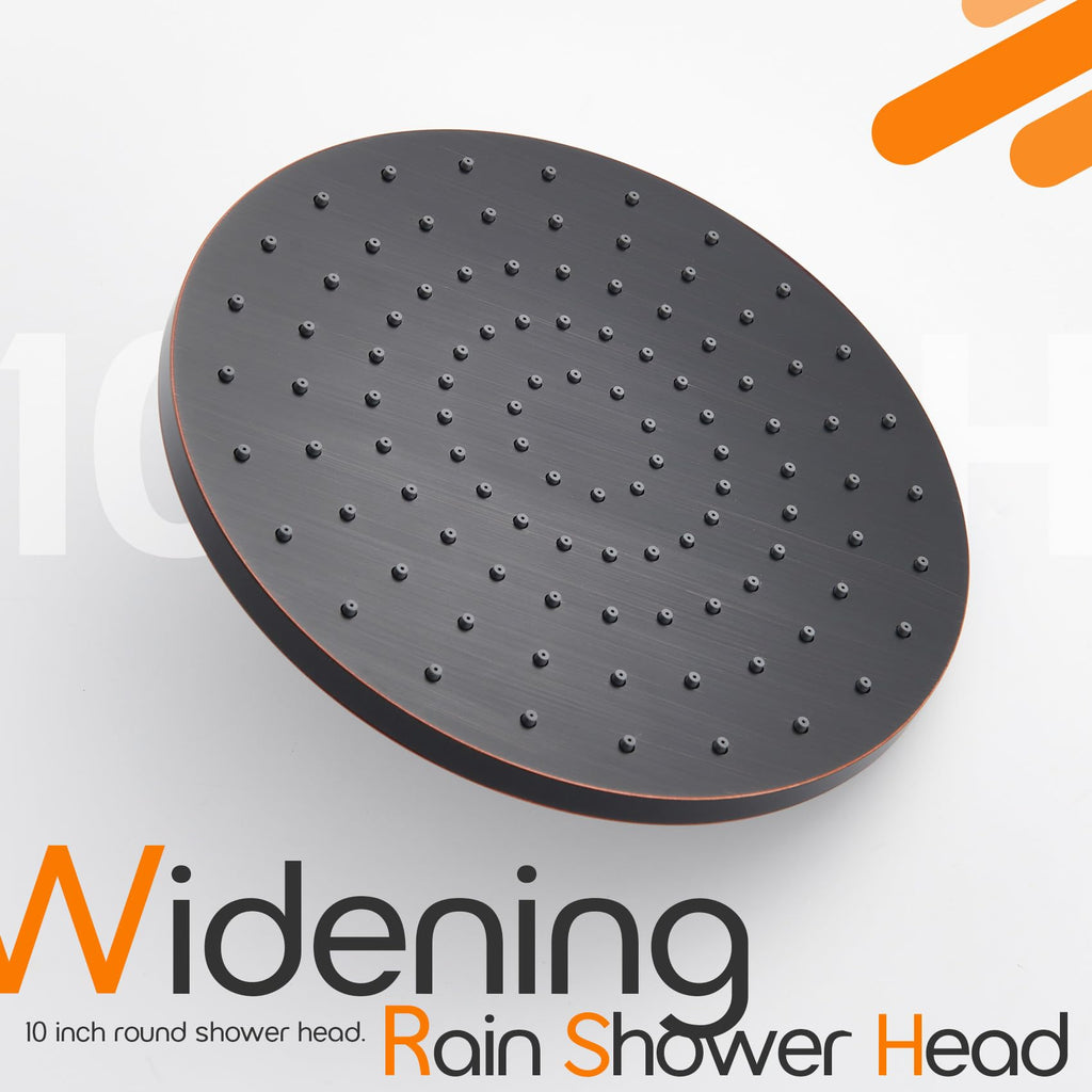 10-Inch Overhead Rain Shower Head High Flow Large Waterfall Shower Head 2.5 GPM with Adjustable Swivel Angle