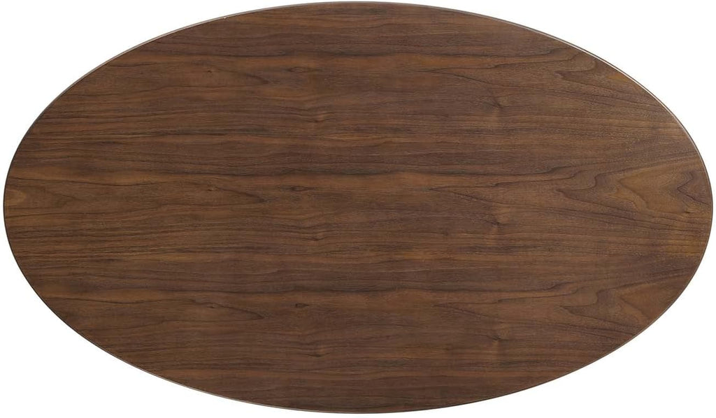 Inspired Tulip Style Oval Pedestal Dining Table — Black Base / Walnut Top, 48″ Oval