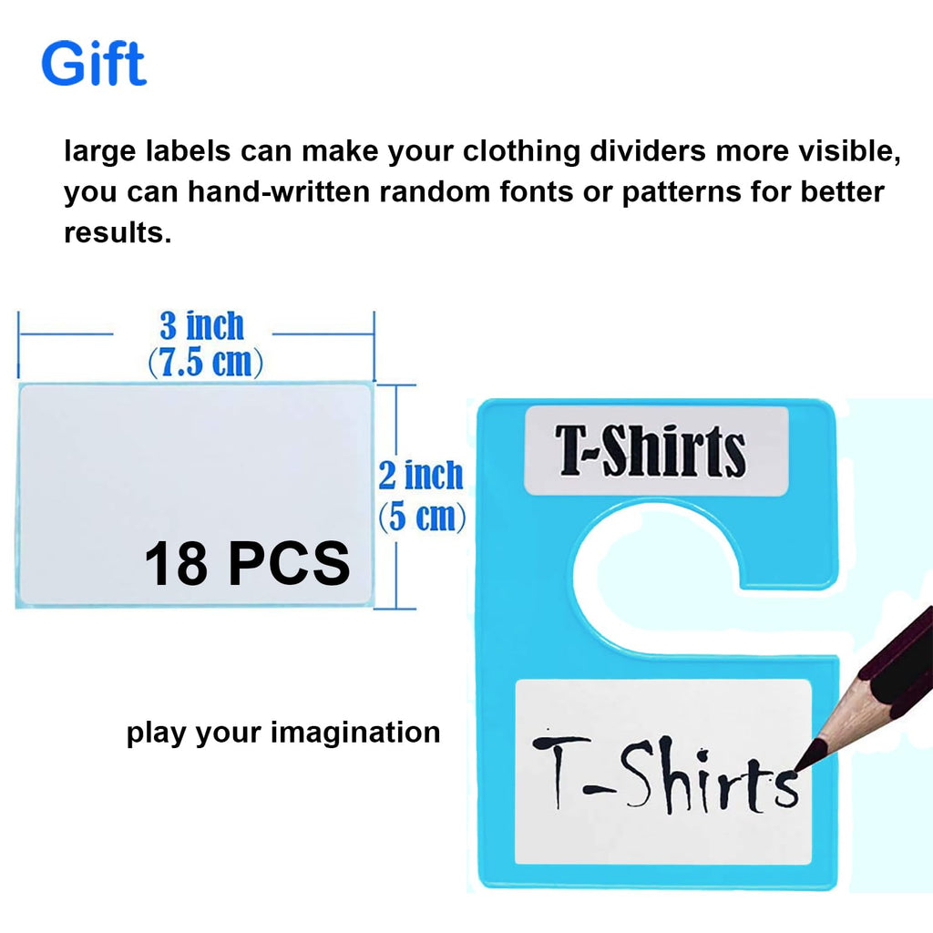 32 Pack White Clothing Rack Size Dividers Plus 75 Labels (1 Inch) and 30 Large Blank Labels, Large Rectangular