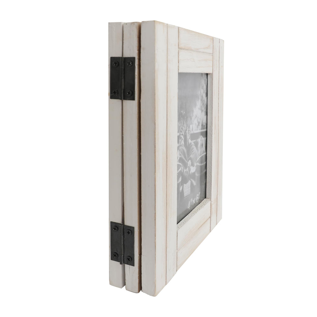 Rustic Picture Frame White, 4X6 Picture Frame College, 3 Photo Frame Hinged Farmhouse Picture Frames Desk Photo Frame