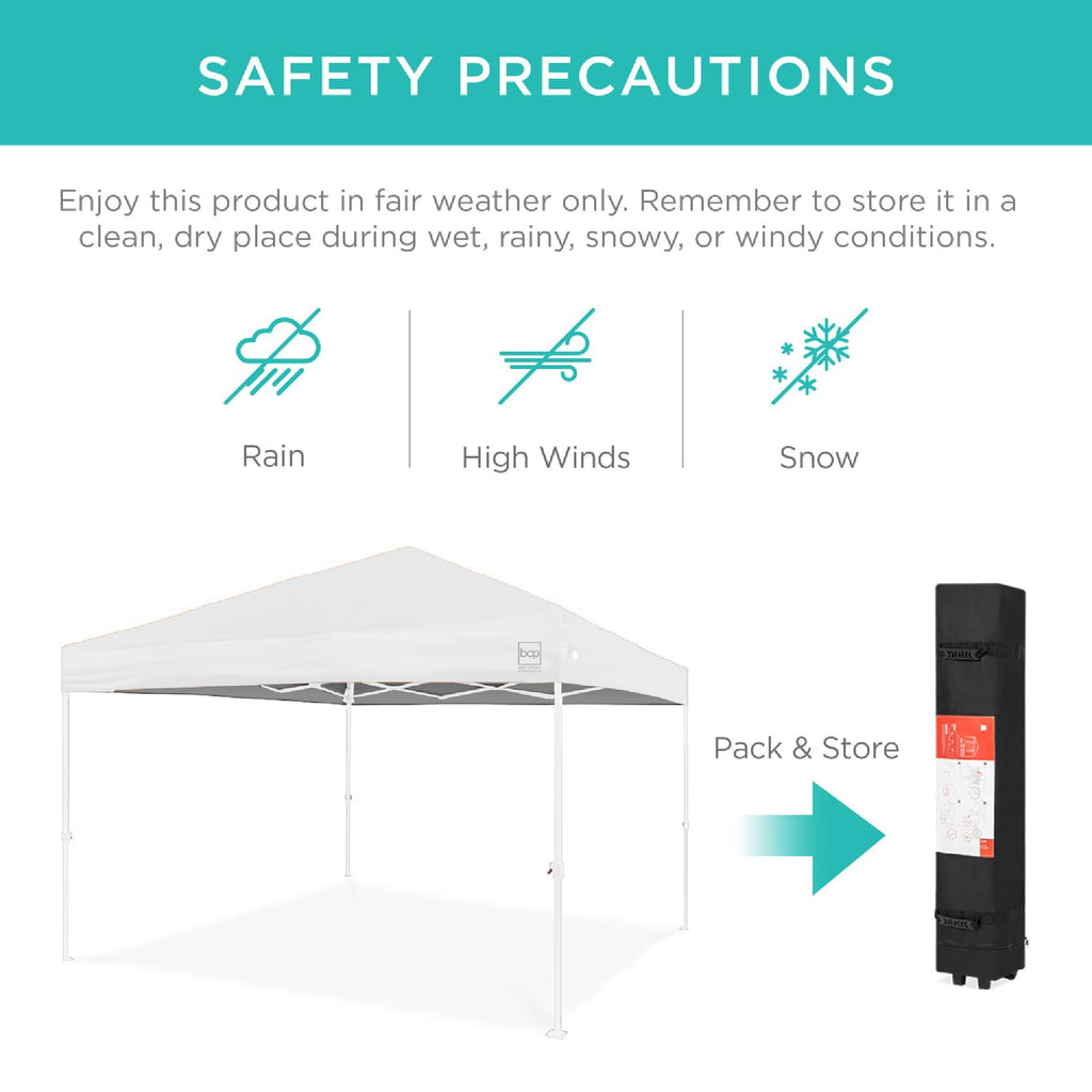 10x10 Pop Up Canopy Tent, EZ Setup, White/White
