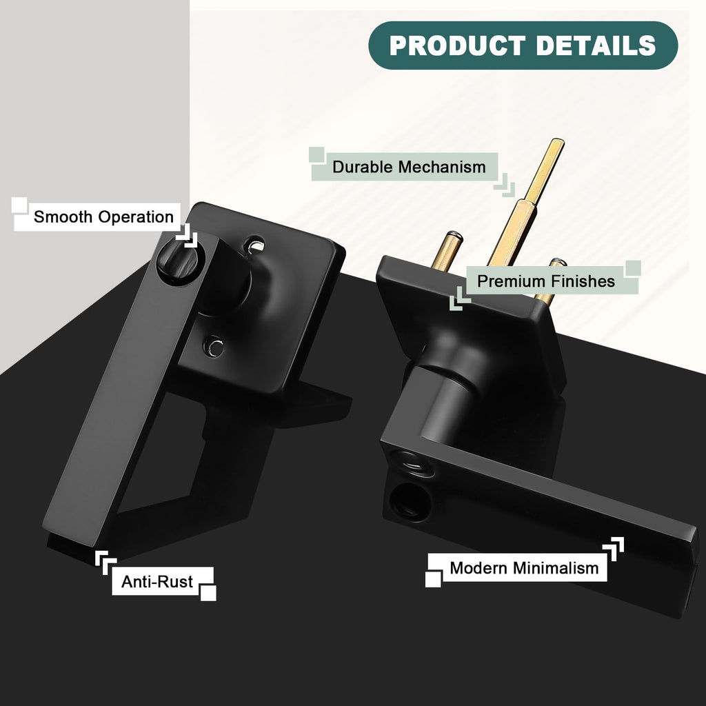 3 Pack Matte Black Privacy Door Handles Black Lever Door Handle Interior with Lock Square Privacy Door Levers Black