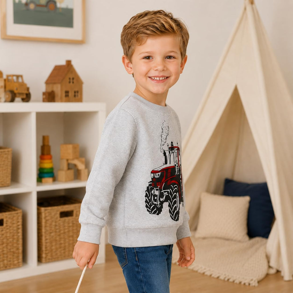 Toddler Boys Sweatshirts Cotton Crewneck Truck Shirt Dinosaur Long Sleeve Pullover Tops Tees