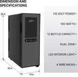 Urban Series 12 Bottle Wine Cooler Refrigerator Dual Zone Thermoelectric Wine Fr