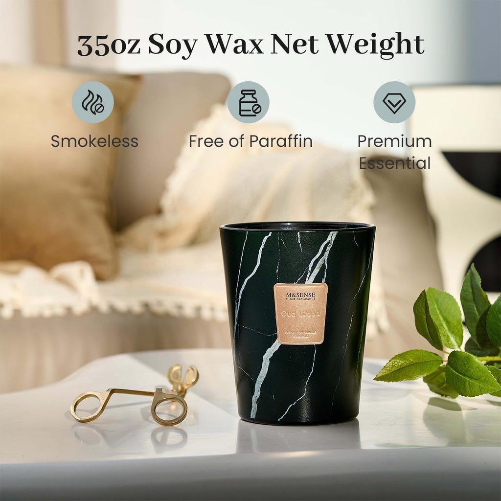 Extra Large Candle OudWood Intense Scented Candle,3 Wick Highly Scented XL Jar Candle,35oz 150H,Candles Gift