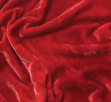 Hand Dyed Silk Velvet Fabric -Fat 1/4 18"x22"- (Scarlet Red)