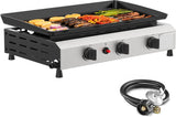 3-Burner Propane Gas Griddle, 23.3-Inch Outdoor Flat Top Grill, 30,000 BTU Portable Camping Griddle