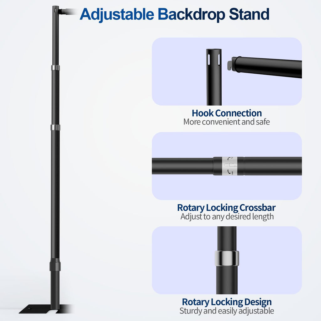Heavy Duty Backdrop Stand, 8.9x10ft Pipe and Drape Stand, Black