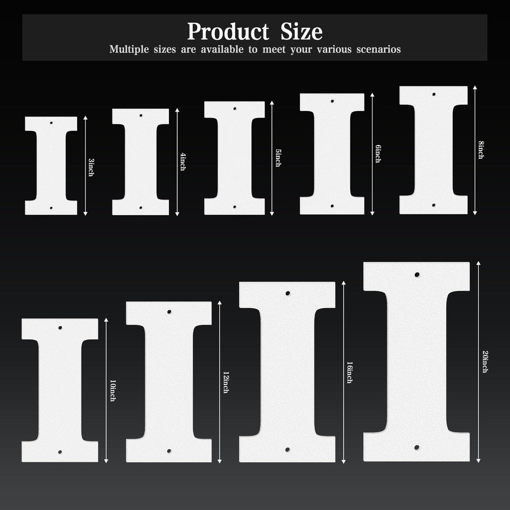 16 Inch White Metal House Numbers and Letters, Garden Door Mailbox Decor Numbers With Nail Kit, Modern Address House
