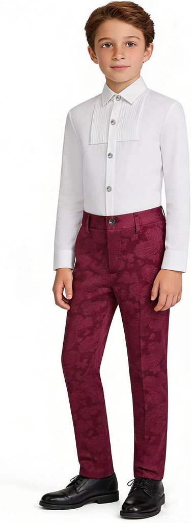 Boys Tuxedo Suit Paisley Floral Kids Formal Set Slim Fit 3 Pieces with Jacket Shirt Pant for Sneaker Ball Prom