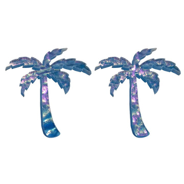 Palm Tree Glass Swimming Pool Step Marker Mosaic(5"x4.5", Deep Blue) (2 Pack)