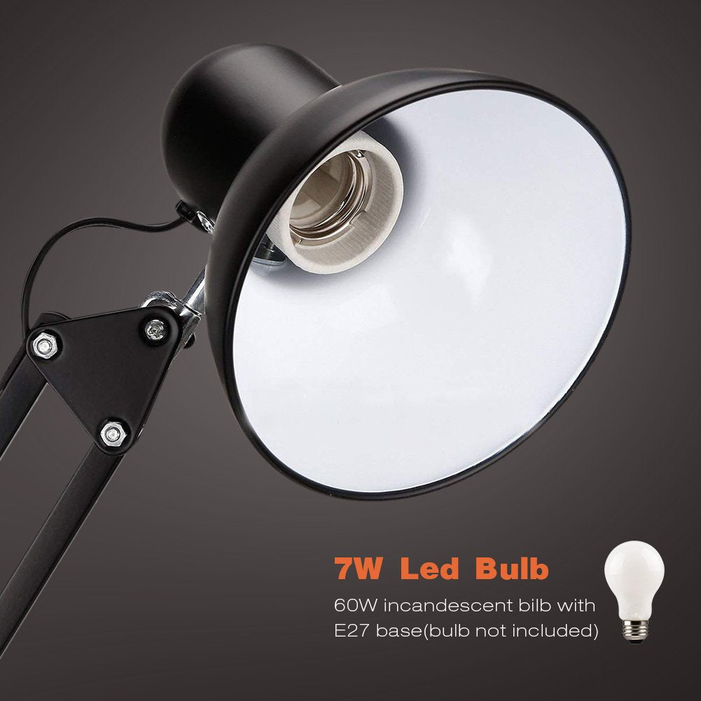 Metal Swing Arm Desk Lamps, Adjustable Architect Lamp, Black