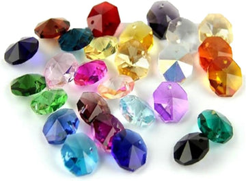 Chandelier Crytal 100pcs/lot 14mm Mixed Color Crystal Prism Octagon Beads in One Hole for Wedding Garland Strand Beads