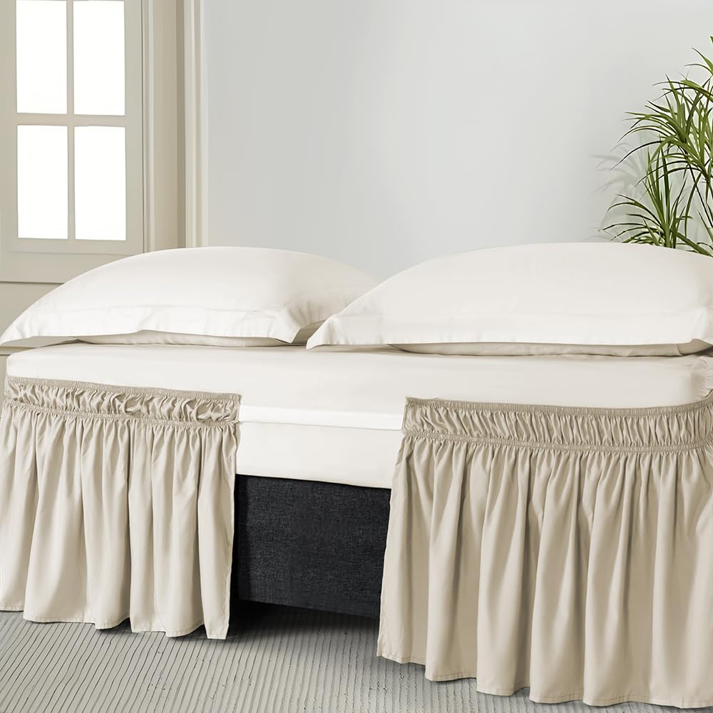 Taupe Wrap Around Bed Skirt, 18" Drop
