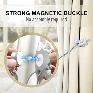 Curtain Holdbacks Set of 2, Gift, Resin Magnetic Curtain Tiebacks Silver Flying Bee Curtain Holders, Decorative