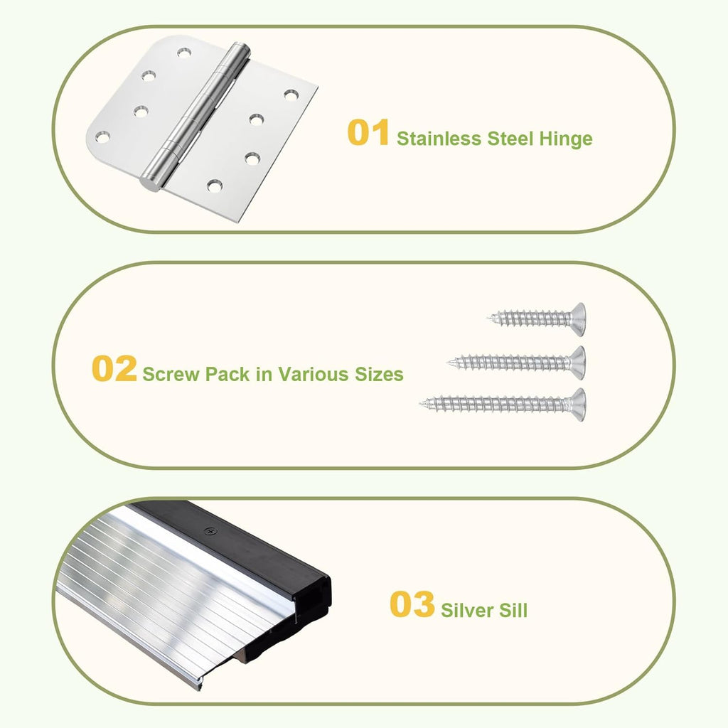 36" x 80" Modern Fiberglass Entry Door, 5-Lite Frosted Glass, Contemporary Exterior Front Door with Vinyl Frame &