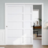 Sliding Closet Door 72"×80" (Double 37"), 5 Panels Bypass Barn Doors with Hardware Track Kit Include