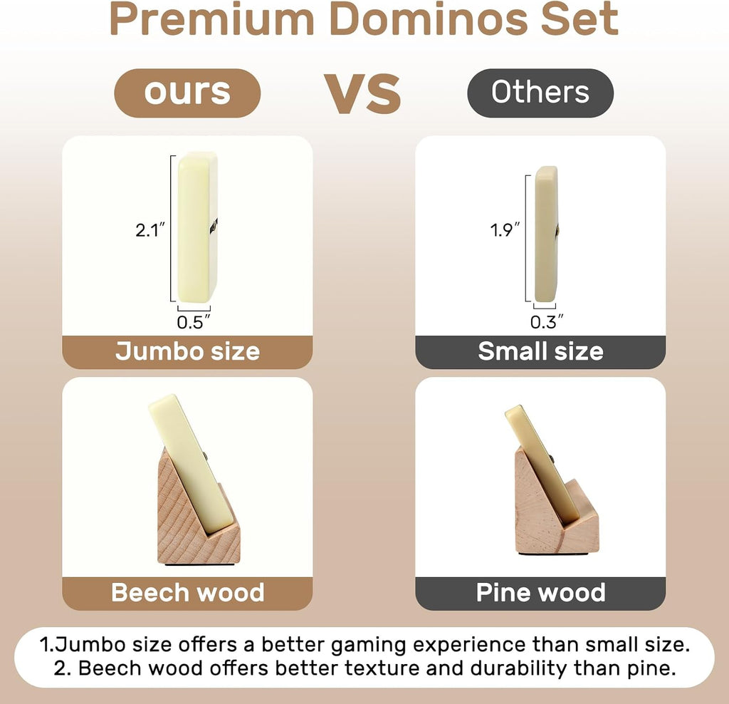 Dominoes Set Adults with 4 Wooden Racks/Trays Double Six Dominoes Travel Set with Portable Case Double 6 Dominoes Set