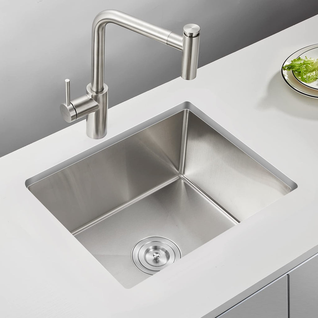 22"x18" Undermount Single Bowl Stainless Steel Brushed