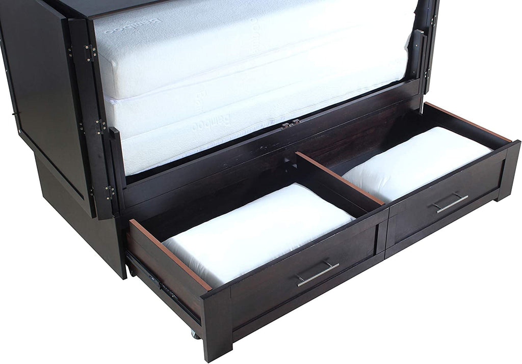 Daily Delight Murphy Cabinet Chest Bed with Charging Station 8 Inch, Queen (Java)