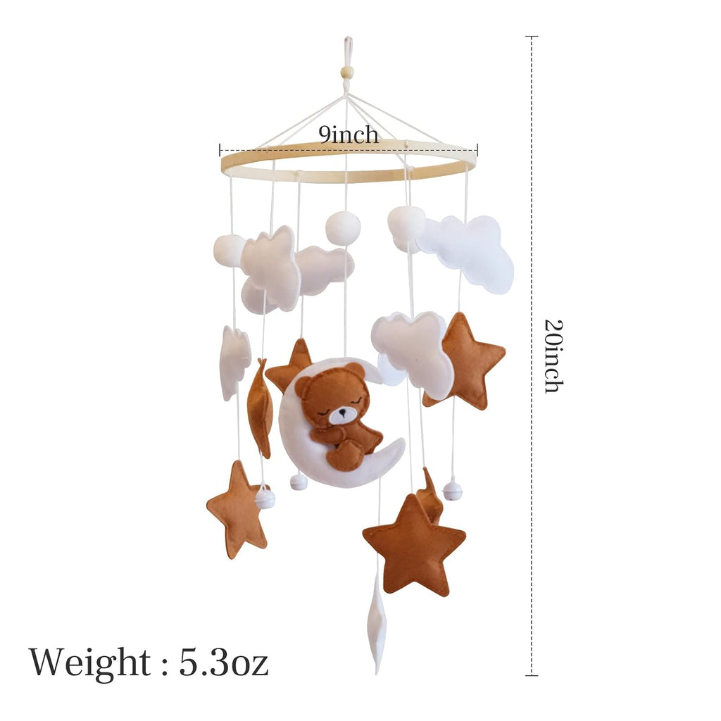 Baby Crib Mobile - Bear Mobile for Crib, Felt Cloud Nursery for Boys and Girls, Baby Bassinet Mobile Toy - Shower Set
