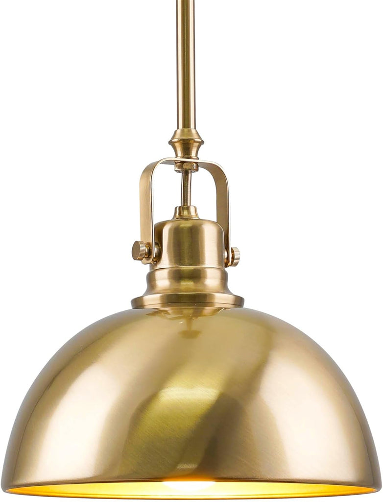 Belle 9" Modern Industrial Gold Pendant Light with Dome Shade, Petit Retro Metal Gold Hanging Light, Cool Brass Finish