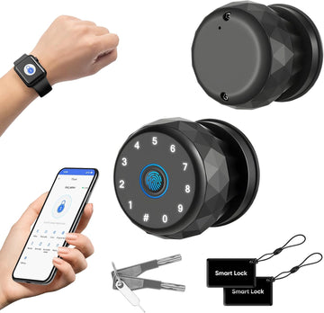 Smart Door Knob Fingerprint Door Lock with Keypad,6 in 1 to Unlock