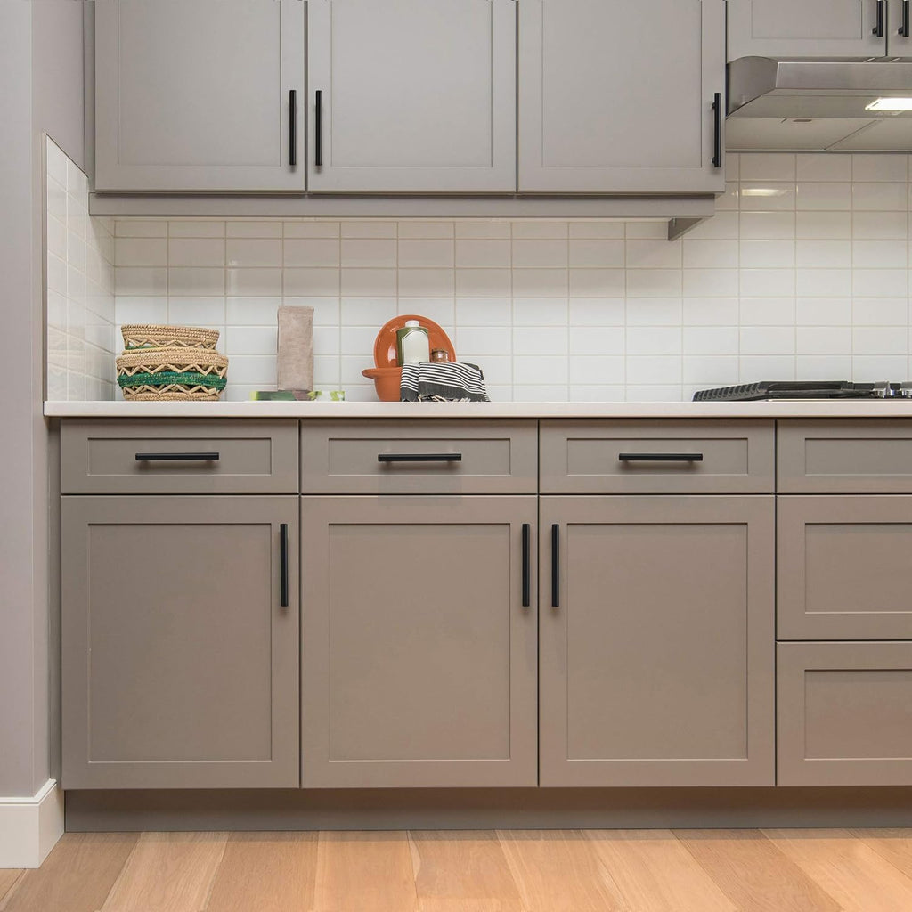 2 Pack 5'' Cabinet Pulls Matte Black Stainless Steel Kitchen Drawer Pulls Cabinet Handles 5”Length, 3” Hole Center