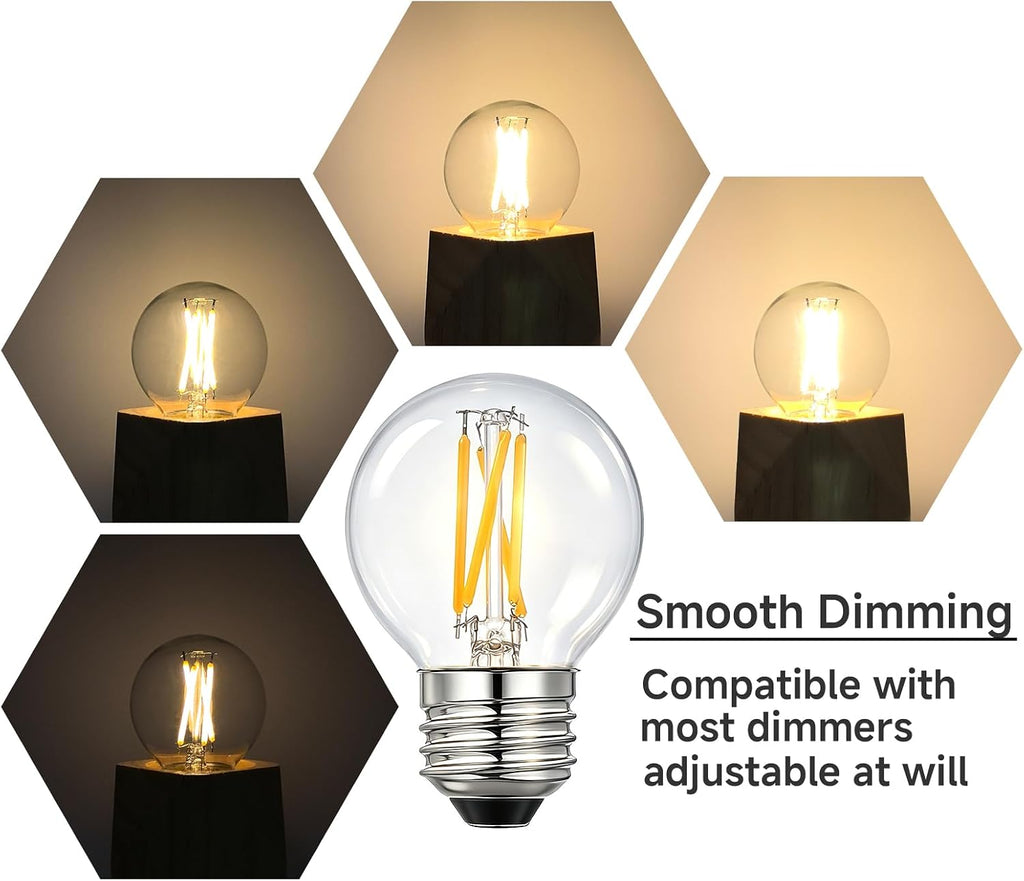 G16.5 E26 Dimmable LED Edison Bulb 4W 2700K Warm White 6-Pack