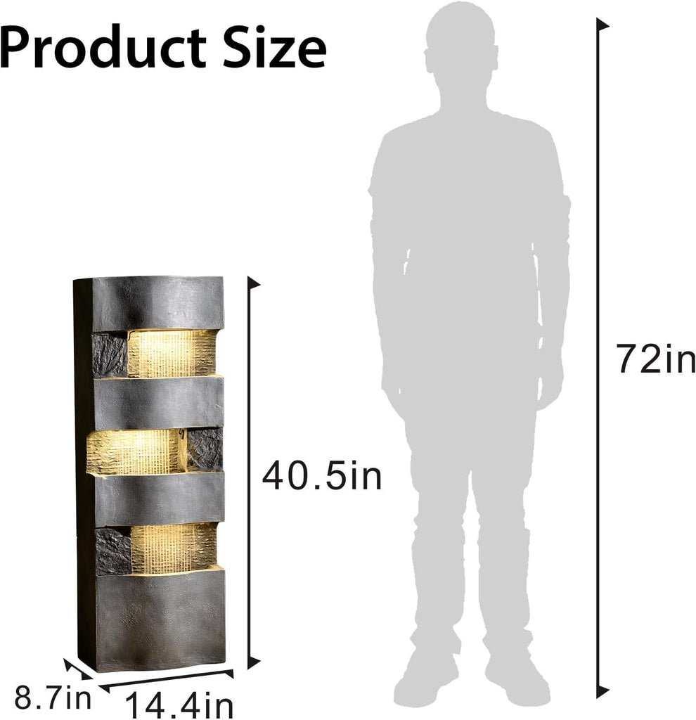 40.5''H Garden Water Fountain Outdoor,4 Tiers Floor Standing Waterfall Outdoor Fountains with LED Lights
