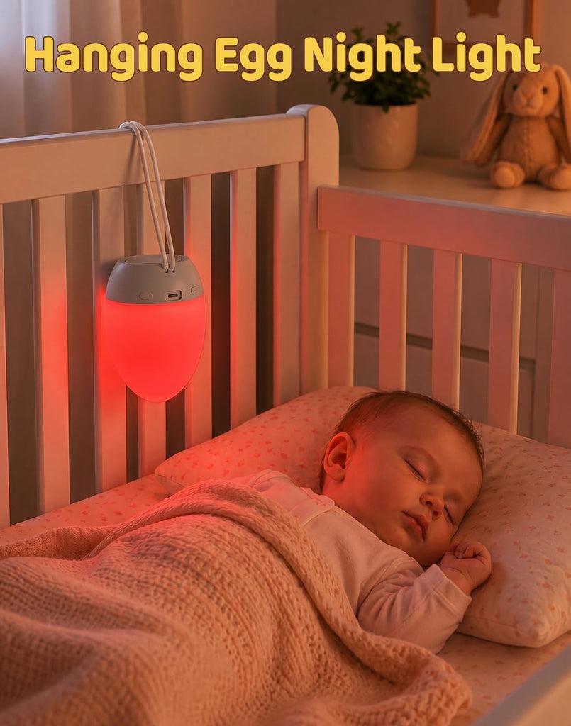 Egg Night Light, Baby Essentials for Newborn, Rechargeable Baby Night Light with 3 Color Temperatures + 12 RGB