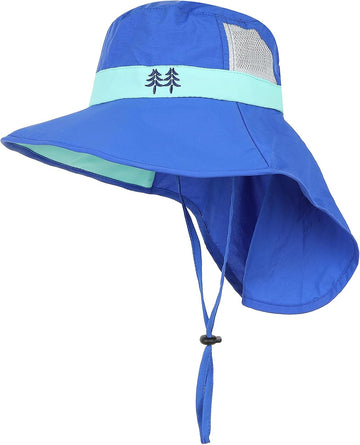 Kids Sun Hats UPF 50+ Sun Protection Hat for Kids with Neck Flap Adjustable Large Brim Beach Fishing Hat -12