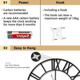 20 Inch Large Retro Wall Clock, Roman Numeral Rusty Style Round Metal Clock, Battery Operated
