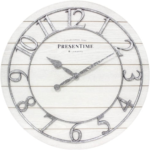 Presentime & Co Classic Farmhouse Shiplap Clock, 19.5 inch
